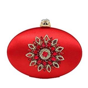 ‼️Elegant Flower Crystal Clutch in RED🖍❤️